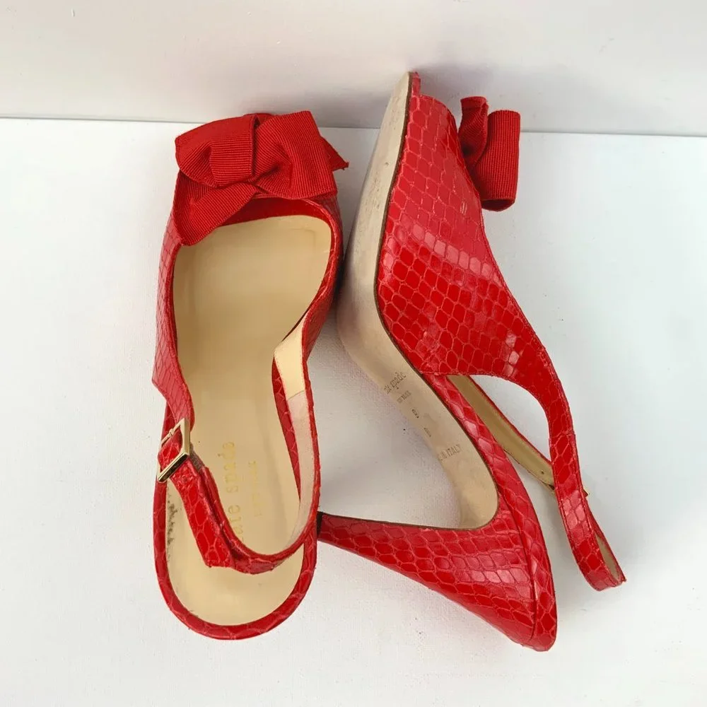 Kate Spade New York Scarlet Red Slingback Heels Pumps Italy Sz 9